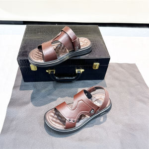 Leather Sandals Mens Casual Summer New Style Cowhide Korean Version Soft Bottom Anti-slip Beach Shoes Breathable Comfortable