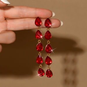 Multi Colored Drop Crystal Pendant Earrings with Rhinestones Suitable for Wedding Bridesmaids Dinners and Dances