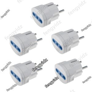 Bộ Chuyển Đổi Phích Cắm Du Lịch Đức Pháp Schuko Sang Chuẩn Ý 10A/16A 250V AC Có Tiếp Địa Tiêu Chuẩn 3 Ổ Cắm