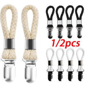 1/2PCS Bathroom Towel Clips Braided Multipurpose Cloth Hanger Bathroom Cotton Loop Towel Clip Metal Clamp Kitchen Home Storage