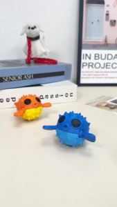 3D Printed Puffer Fish Figurine Movable Joint Ocean Sea Animal Mini Aquarium Toy Cute Desktop Ornament Home Decor Gift for Adult