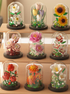 Trendy Mini Particle Assembly Educational Toys Immortal Chrysanthemum And Rose Bouquet Building Bloks Gift for Girls