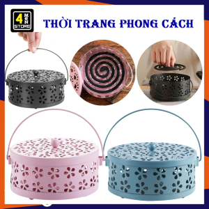 Khay Đựng Nhang Muỗi Inox Có Quai Xách Chống Bỏng Tiện Lợi - Hộp Đốt Nhang Muỗi Có Nắp Đậy An Toàn / Hộp Đựng Nhang Muỗi Chống Cháy Chuyên Dụng