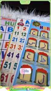 Paket 3 Poster Belajar Anak Edukasi Mengenal Huruf Angka dan Hijaiyah
