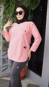 Atasan Wanita Lengan Panjang Jumbo Knit Manggo Body Oval Fashion Top Style Hijab