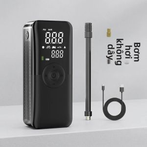Máy Bơm Lốp Không Dây Kỹ Thuật Số Sạc Lại Được Di Động Có Đồng Hồ Đo Áp Suất Tự Động Cho Ô Tô Xe Máy Xe Đạp & Bóng Thể Thao