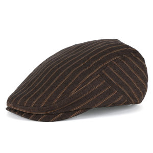 หมวกเบเร่ต์ผ้าฝ้ายลินินบางระบายอากาศสำหรับผู้ชายในฤดูร้อน หมวกทรงปากเป็ดแบบคลาสสิก หมวกทรงกลม หมวกแฟชั่นสำหรับกลางแจ้ง