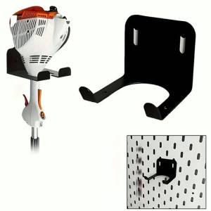 1Pc Storage Hook With Ventilation Slots Black Metal Tool Easy-to-Install Garage Organizer For Lawn Mowers And Branch Trimmers