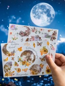 Nhãn Dán Chuyển Màu Trăng Rằm Tối Đẹp Không Để Lại Dấu Vết Trang Trí Bìa Sổ Tay Nghệ Thuật Cổ Điển Nhãn Dán Tạo Cảnh