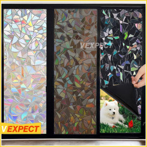 Stained Window Film Sticker 3d Rainbow Glass Film Sticker for Window Door Decoration No Glue Reusable Privacy Glass Sticker