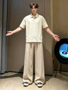 Lightweight Linen Summer Leisure Set Loose Fit Straight Pants