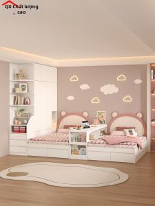 QIANGXIANG | Giường Tầng Không Gian Đỡ Có Khoảng Trống Lưu Trữ cho Song Sinh
