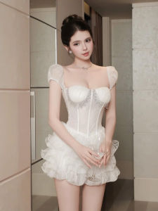 Chic Rich Lady Style Elegant Pearl Lace Party Dress