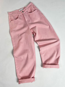 Flower Box High Waist Loose Womens Jeans Pink Casual Dad Pants Spring Summer Denim Shorts Wide Leg Trousers Female Fashion