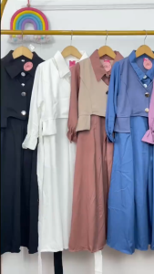 Gamis Anak Perempuan Bahan Rayon Twill Mix Knit Gamis Anak Terbaru Pakaian Muslim Anak 3-12 tahun Dress anak perempuan