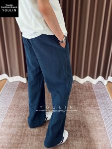 YOULIN | Dark Blue Scales Slim Fit Straight Leg Summer Breathable Lightweight Fitness Pants