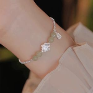 Love Lily Say S925 Pure Silver Natural Jade Bamboo Node Bracelet Womens New Chinese Style Bracelet Fashion Jewelry Accessories