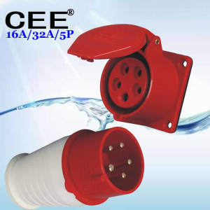 ปลั๊กไฟแบบฝังใน 16A/415V/5ช่อง ช่องเสียบไฟฟ้าแบบติดตั้งตรง ปลั๊กไฟแบบต่อเติม CEE-325 32A หัวผู้ หัวเมีย