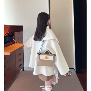 Racechoice Mini Kelly Bag Crossbody Shoulder Bag Leather Womens Purse Satchel Handbag Fashionable Contrast Color Design