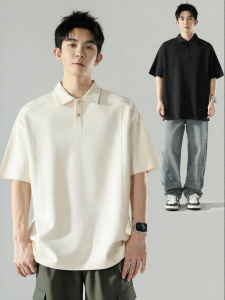 Wood soon | Vintage Deconstruction Loose Casual Polo Shirt Short Sleeves