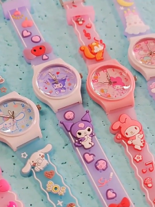 Sanrio Kids Watch 3D LED Light Dial Kuromi Cinnamoroll Hello Kitty Boy Girl Gift Non-Toxic Silicone Band Kawaii School Student Watch Gift
