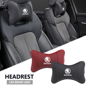 1Pcs Car Seat Memory Foam Headrest Auto Logo Neck Pillow For Skoda Fabia Superb Yeti Octavia Enyaq Rapid Kodiaq Kamiq A4 A6 A7 3