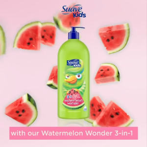 Sữa tắm gội xả Suave Kids 3 in 1 hương dưa hấu hương táo cho trẻ em 1.18L của Mỹ