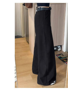 Quần Ống Rộng Màu Đen Cho Nữ Mùa Thu Cỡ Lớn Quần Ống Đứng Rộng Rãi Cho Dáng Người Quả Lê Quần Ống Rộng Thoải Mái