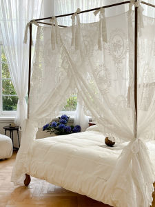Luxury French Lace Mosquito Net Princess Style Three Door Home Use Stand Alone Aluminum Alloy Frame All Season Universal Bed Curtain
