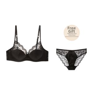 NEIZAIMIMA | Seductive French Satin Lace Bra Set for Small Breasts with Soft Steel Circles and Thin Unnoticeable Cups