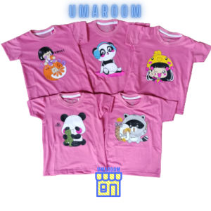 KAOS ANAK PEREMPUAN KARAKTER LUCU BAHAN KATUN USIA 1-6 TAHUN