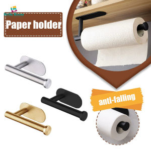 Self Adhesive Punch-free Toilet Rolling Paper Holder Stainless Steel Wall Mount Tissue Towel Storage Rack Bathroom Kitchen Hook