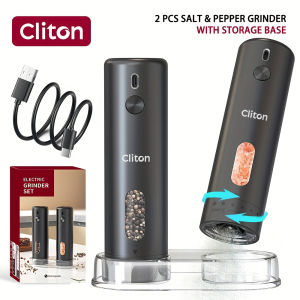 cliton | Cliton External Adjustment 110ml Rechargeable Electric Salt and Pepper Grinder Automatic Pepper Mills