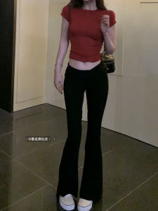 Long Knitted Floor-Length Pants Low Waist Bell Bottoms Draping Sensation Elastic Waist for Taller Women 175cm plus Size