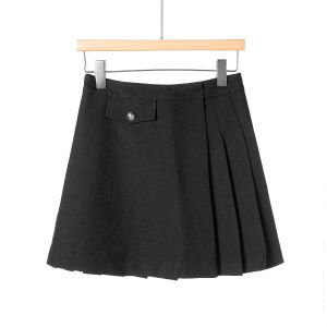 กระโปรงสั้นทรงเอเอวสูง ผ้าโพลีเอสเตอร์ผสม ทรงหลวม สไตล์ฤดูหนาว 2024 กระโปรงสั้นทรงเอทรงเอ กระโปรงสั้นทรงเอ