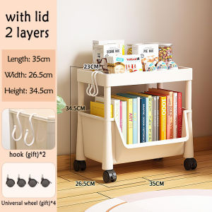 GEEK Multi-Tiered Wheeled Bookcase Organizer with U-Shaped Storage & Durable Construction