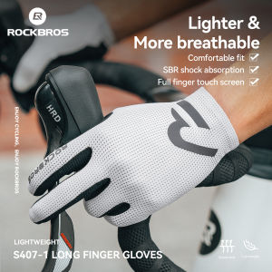 RockBros | ROCKBROS Bicycle Full Finger Gloves Fingertip Touch Screen Bike Gloves Breathable Non-slip Shock Absorbing Palm Pad Bike Gloves