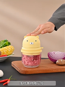 เครื่องสับกระเทียมไฟฟ้า เครื่องบดอาหารอเนกประสงค์พริก/กระเทียม/เนื้อสัตว์ การออกแบบใบมีดสแตนเลสสองชั้น