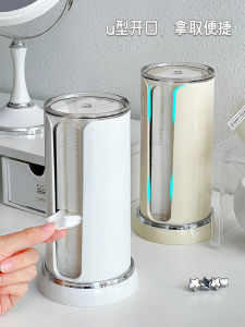 Acrylic Transparent Dustproof Makeup Cotton Swab Storage Box Removable Washing Towel Organizer round Shape Simple Style Plastic
