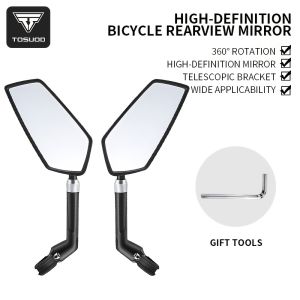 TOSUOD | TOSUOD Bicycle Rearview Mirror 1pc/1 Pair 360° Rotatable Retractable HD Reflective Mirror Bike Handlebar Rearview Mirror