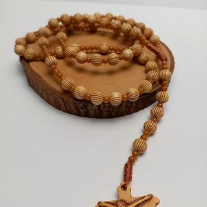 Kalung Rosario Manik Mote Coklat Oval Full Garis