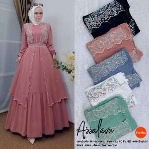 Assalam dress ceruty bordir cantik abaya kekinian by fatiha
