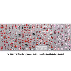 4 Miếng Dán Trang Trí Móng Tay Hình Hoạt Hình Ngày Valentine Họa Tiết Tình Yêu Kiểu Pháp Dễ Dán Chất Liệu PET Ý Tưởng Quà Tặng
