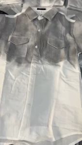 Sơ mi vải đũi in loang tay ngắn