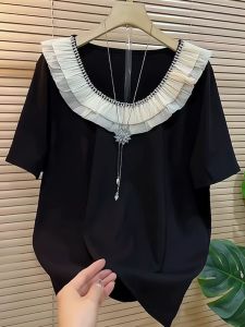 Fashionable Loose Womens Short Sleeve T-Shirt Spring Summer New Arrival Beautiful Stylish Top European Style Heavyweight