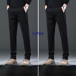 ROMON | Lormen Mens High-End Casual Pants Thickened Loose Straight Business West Pants Pure Cotton Elastic Long Pants Autumn Winter