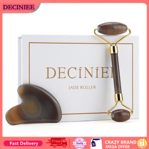 DECINIEE Agate Facial Roller And Gua Sha Set Natural Stone Scraping Board Tools For Face Massage Health Neck Beauty Skin Detox Massager