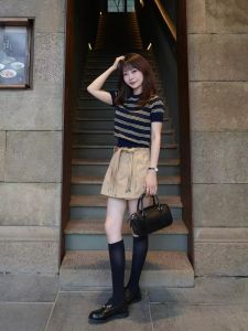 VKSOD | Slimming Effect Short American Retro Striped POLO Top And Half Skirt Two-Piece Set For Women Summer Commute Casual Wear