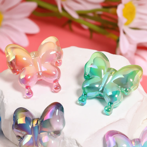Acrylic Gradient Butterfly UV Plated Two-color Hot Air Balloon Straight Hole Beaded Diy Handmade Split Bead Accessories