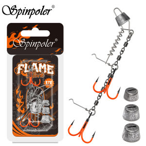 Spinpoler Multi-Depth Flame Stinger Rigs UV Treble Hooks 1 1/0 2/0 With Strong Rolling Swivels Pike Fishing Swimbait Shad Tackle